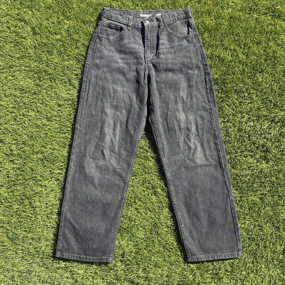 Wrangler Loose Fit Size 28x28 Charcoal Gray Wide Leg Denim Jeans Y2K Streetwear